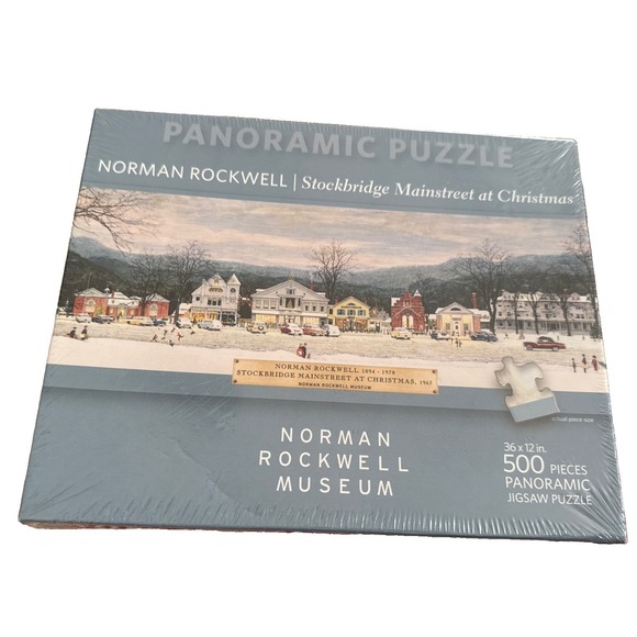 Norman Rockwell Museum Other - Norman Rockwell Stockbridge Mainstreet at Christmas 500 Panoramic Puzzle NEW